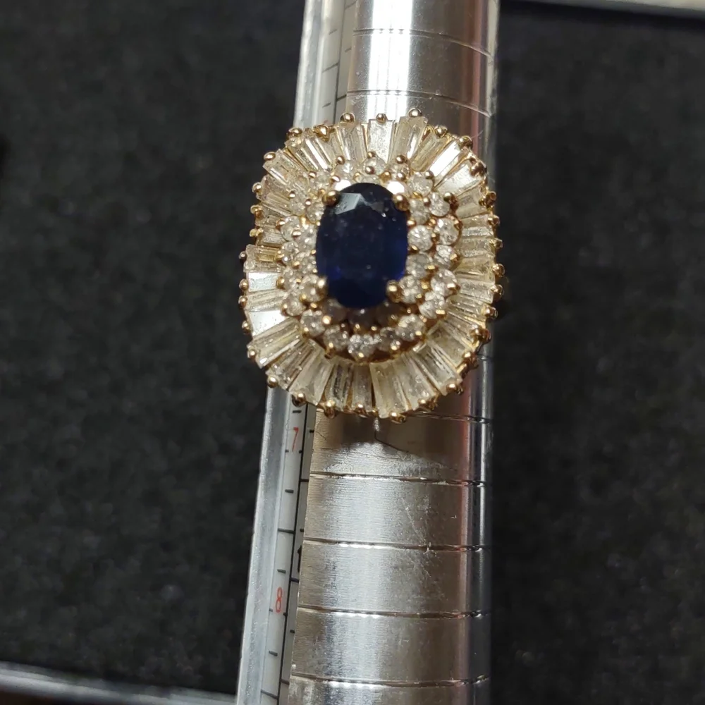 Levian 14kt yellow gold diamond blue sapphire ring - Picture 4 of 13